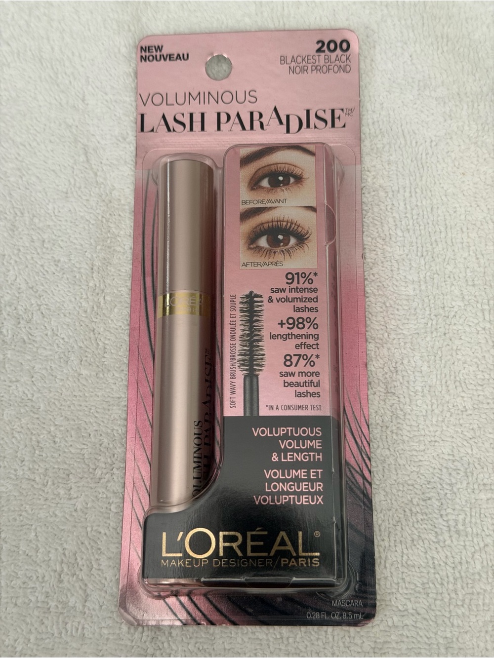 L'Oreal Voluminous Lash Paradise Mascara - Black on Pink Packaging